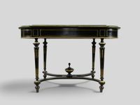 Table de milieu à décroché et coins arrondis en bois mouluré… (photo 4)