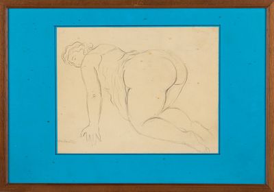 une image représentant un dessin d'une femme nue dans un cadre bleu