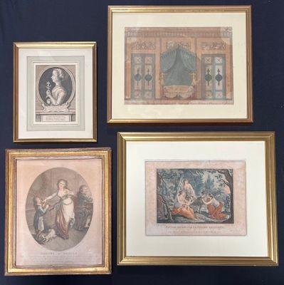 LOT de gravures encadrées XVIIIe et XIXe comprenant :