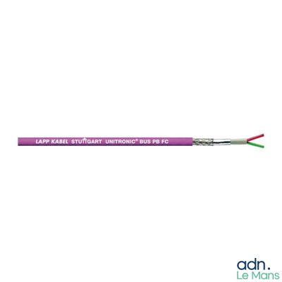 a close up of a purple cable with a white background