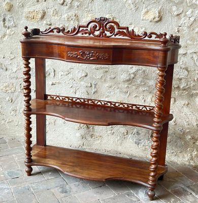 an image of a wooden shelf with two shelves on top of it