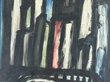 une image représentant un tableau représentant un paysage urbain sur lequel figure une horloge