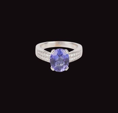 Bague, tanzanite, or, brillants