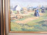 a picture of a painting of a man and a woman in a field