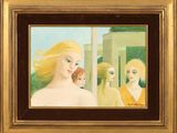 tableau représentant une femme aux cheveux blonds devant un miroir