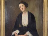 portrait of a woman in a black dress with a white lace collar