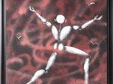 an image of a painting of a man with arms outstretched in the air