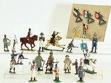 many figurines of different types of soldiers on display