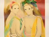 an image of a painting of two women with colorful hair
