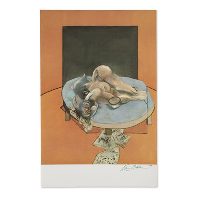 an image of a painting of a dog laying on top of a table
