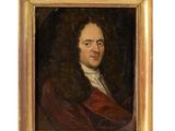 portrait d'un homme vêtu d'un manteau rouge et d'une chemise à col blanc