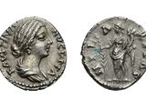 two silver coins of the roman empire, one of which is a woman and one of which is a man