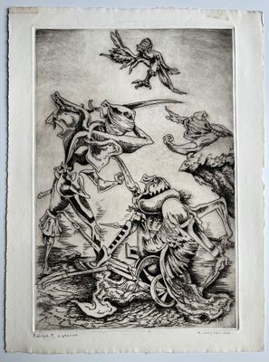 un dessin en noir et blanc représentant des squelettes jouant avec un oiseau
