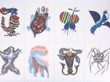 many different types of tattoo designs on a white sheet