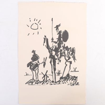 une image représentant un dessin d'un homme à cheval à côté d'une horloge