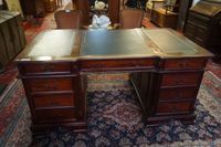 bureau de notaire double face - avec plateau en cuir vert - …