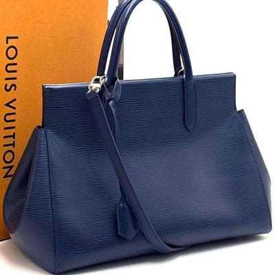 louis vuitton blue epi leather tote bag