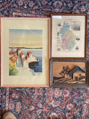 LOT de 3 pièces encadrées dont reproductions, cartes du Jura - Photo 1