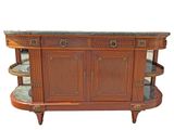 an image of a wooden cabinet with marble top