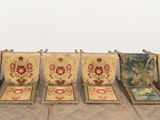 several pieces of furniture are arranged in a row on a wooden floor