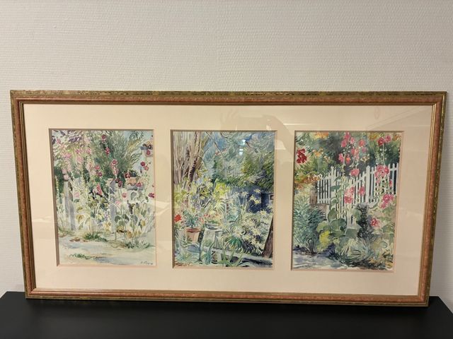 Michel RIPPE (Né en 1935) « Triptyque, jardin fleuri ». Aquarelle...