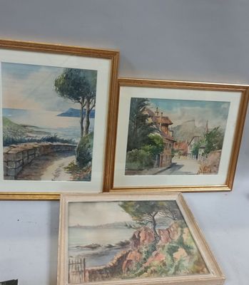 M.DUPONT (XXème siècle) trois aquarelles: