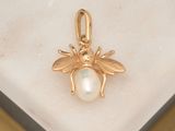 gold plated bee charm with pearl bead