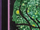 a picture of a painting of a person with a tree in the background