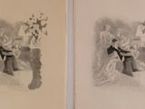 two pictures of a couple sitting at a table