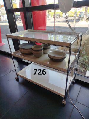Desserte Trays 80x40 CM Blanche A Roulettes