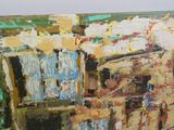 une peinture représentant un bâtiment, peinte sur le mur