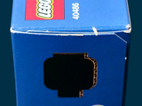 a blue box with a lego figure inside of it