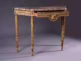a small table with a drawer on top of it