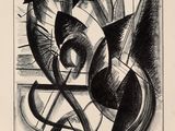 a black and white drawing of a black and white abstract painting