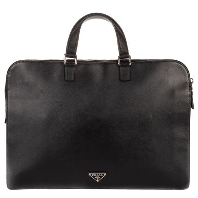 prada black leather laptop bag