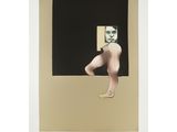 a painting of a nude woman standing in front of a window
