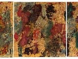 trois œuvres d'art présentant des couleurs et des motifs différents