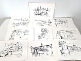 de nombreux dessins posés sur une table