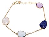 un bracelet en or orné de pierres multicolores et d'une chaîne