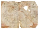 an old map with a hole in the middle of it