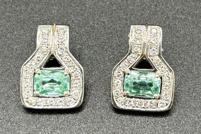 pair of emerald and diamond earrings