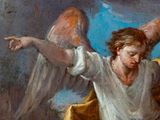an image of a painting of an angel holding a sword