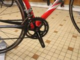 a close up of a bicycle on display in a store