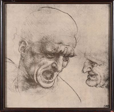 un dessin représentant deux têtes, celle d'un homme et celle d'un bébé