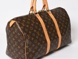 louis vuittou bag in brown and tan with tan straps