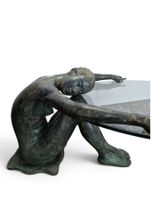 Importante table basse figurant une jeune fille en bronze pa… (photo 6)