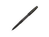 Le stylo à bille est noir et a une pointe dorée