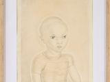 une image représentant un dessin d'un bébé dans un cadre en bois
