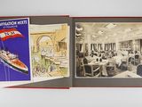 two pictures of a boat in the middle of a book