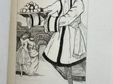 an old book with a drawing of a man in a turban and a woman in a dress